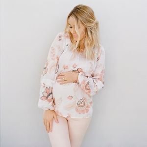 Lauren Conrad Squared Neckline Long Sleeve Floral Maternity Top